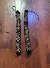 2 Vtg Embroidered Velvet