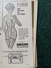 Sa45 Ephemera 1970 Picture advert robsons westcliff on sea flexees corsets 