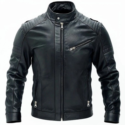 Mens black lambskin leather - lambskin,