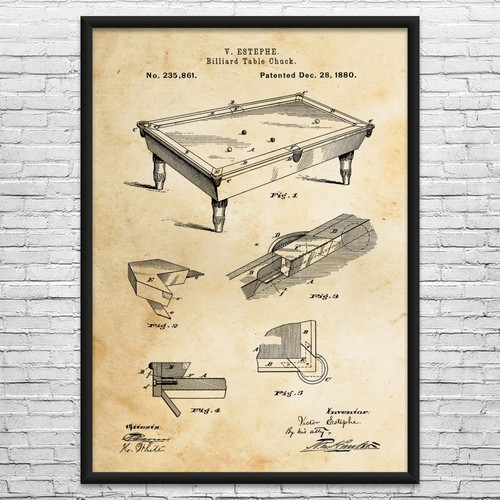 Pool table patent wall art - patent,