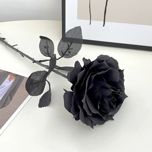 Black artificial rose flower - artificial,