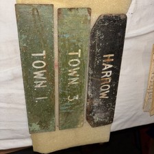 3 X Metal Painted Vintage Signs Ex GPO Town 1 Town 3 & Harrow