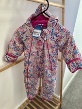 JoJo Maman Bebe PUDDLESUIT FLEECE Lined ALL-IN-ONE Snowsuit Floral 12-18 Mths