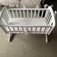 John Lewis Anna Swinging / Gliding / Rocking Crib Cot Bassinet White Birch Wood