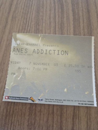 Janes addiction concert ticket - janes,