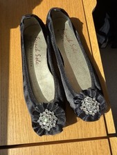 French Sole Satin Diamanté 39.5 6.5 TTS Ballet Flats Evening Black Winkworth  