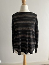 Peacocks Pre loved Black/sparkly Striped Jumper/top Long Sleeved Size 12