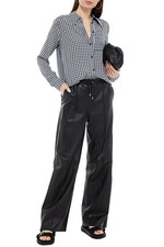 Ganni long sleeve check shirt brunnera blue viscose Size 12  BNWT