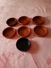 Set of 7 Ceamic Spanish Terracotta Dishes, ideal as  small animal feeding bowls