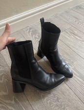 Zara Black Leather Boots, Size