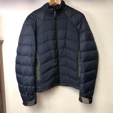 0305 Hugo Boss Navy Blue Puffer Jacket – Size L, Duck Down Fill, Grey Accents