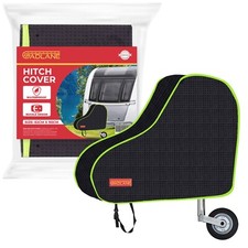 GADLANE Universal Waterproof Caravan Tow Hitch Black Cover + Strap Green Strip