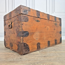 Antique Pine Trunk - Wooden