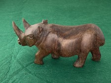 Wooden Rhino Figure