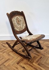 Small Rocking chair - Vintage Childrens Folding with Beautiful Period Tapestry