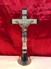VINTAGE FREE STANDING W. GERMAN ALTER CROSS 13" CRUCIFIX ECCE HOMO