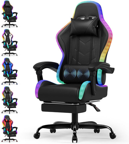 Led gaming chair with footrest - led,