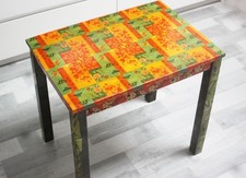 Upcycled Wood Japanese  style side table-Cherry Blossom & butterfly & bamboo