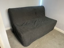 IKEA LYCKSELE LÖVÅS Sofa Bed 2-Seat, Bed Frame, Dark Grey Mattress Cover