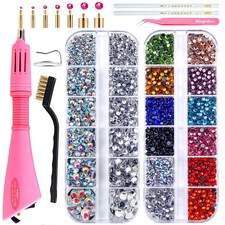 BLINGINBOX Hotfix Applicator Tool 2 Boxes of 4000 pcs Rhinestone with Flat Ba...