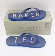 Ted Baker Donel Flip Flops Navy Logo Mens Summer Sandals Brand New