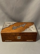 Silver Mounted Oak Bridge Box Birmingham 1910 Maker: Levi & Salaman,