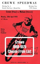 Crewe speedway programmes 1969 - crewe,