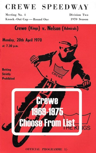 Crewe speedway programmes - crewe, 1969