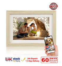 WiFi White Wood Photo Frame Digital 10.1inch Touch Screen 16GB Christmas Gift