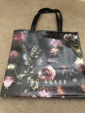 New Large Ted Baker London The Icon Tote Bag Black Floral Design