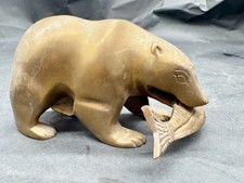 SOLID BRASS BEAR WITH FISH