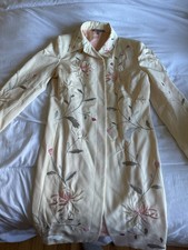 gharani strok embroidered floral dress coat size 14 cream pink
