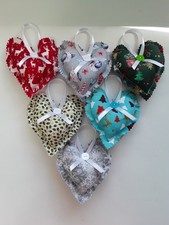 Handmade Padded Fabric Hanging Heart Assorted Christmas Designs
