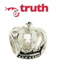 Genuine TRUTH PK 925 sterling silver CROWN charm bead, princess, fairytale