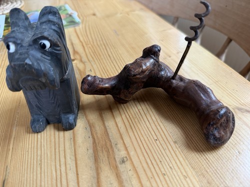 Vintage wooden dog - dog, +