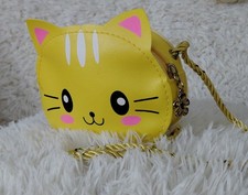 Small Children's Cat Face Handbag Yellow PU leather happy kitten kids bag purse