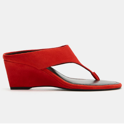 Zara red genuine eather wedge - genuine,