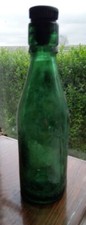  Vintage J H Jones & Sons Leicester Green Glass Beer Bottle with Stopper