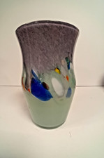 Monart Vasart Strathearn Leaping Salmon Scottish Mottled Green Glass Vase