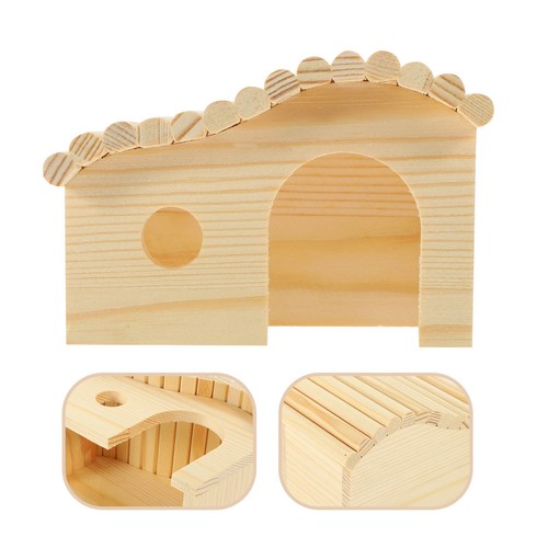 Natural wood hamster cage - natural,