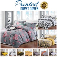 Duvet Quilt Cover Luxury Reversible Floral Bedding Set Single Double King Sizes