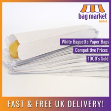 White 4" x 6" x 14" / 26" Paper Baguette Bags | Panini/French Stick/Strung/Food