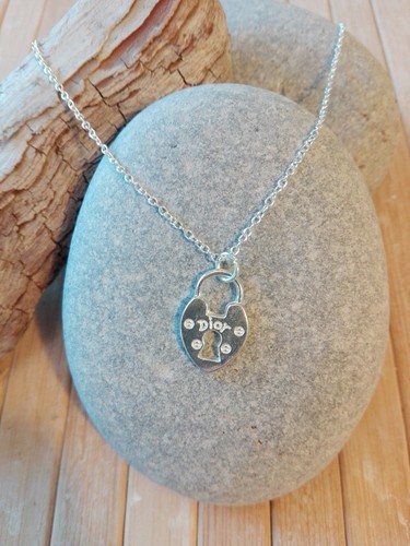 Heart padlock charm silver