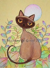Burmese Cat Moon art ACEO art