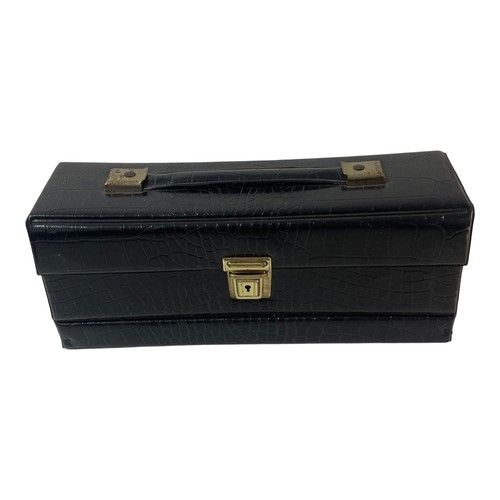 Vintage black faux crocodile - vintage,