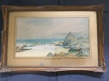 Antique Ornate Gilt Gold Picture Frame-R. Southey Crantock Cove Cornwall #6864