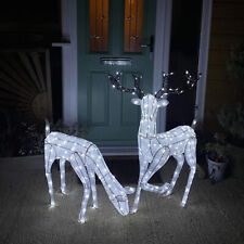 Outdoor Light Up Reindeer Christmas Decoration LED Stag Doe Large Garden Set