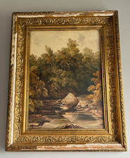 ANTIQUE AGED ORNATE AGED GILT WOOD GESSO DECORATION  REBATE PICTURE FRAME