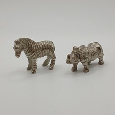 Kinder Surprise Giodi Metal Figures Zebra & Rhino Vintage 1985 Collectable -CP