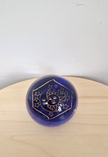 Blue gold stars sun moon - blue, stars,